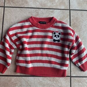 Mini Rodini Red and White Striped Sweater with Panda